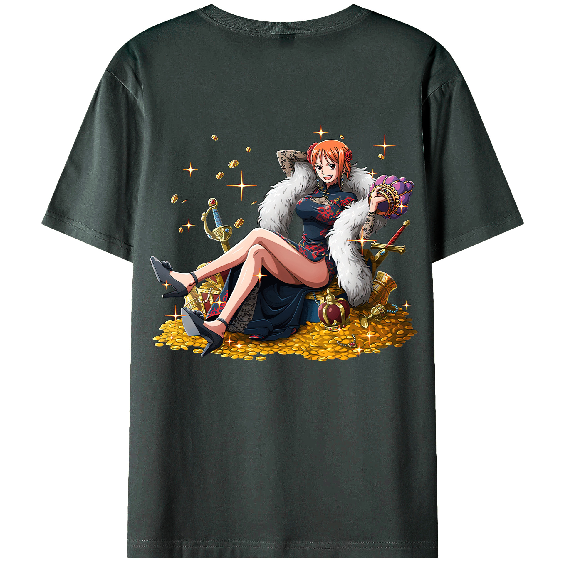 （画像用） ワンピース ナミ ONE PIECE Nami 綿100％ メンズ半袖Tシャツ（バックプリント） 通気性